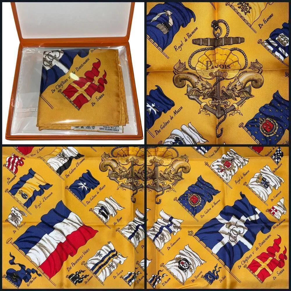 Hermes Carré 45cm 16” Square PAVOIS Silk Scarf Yellow x Multicolor W/Box - Picture 15 of 16